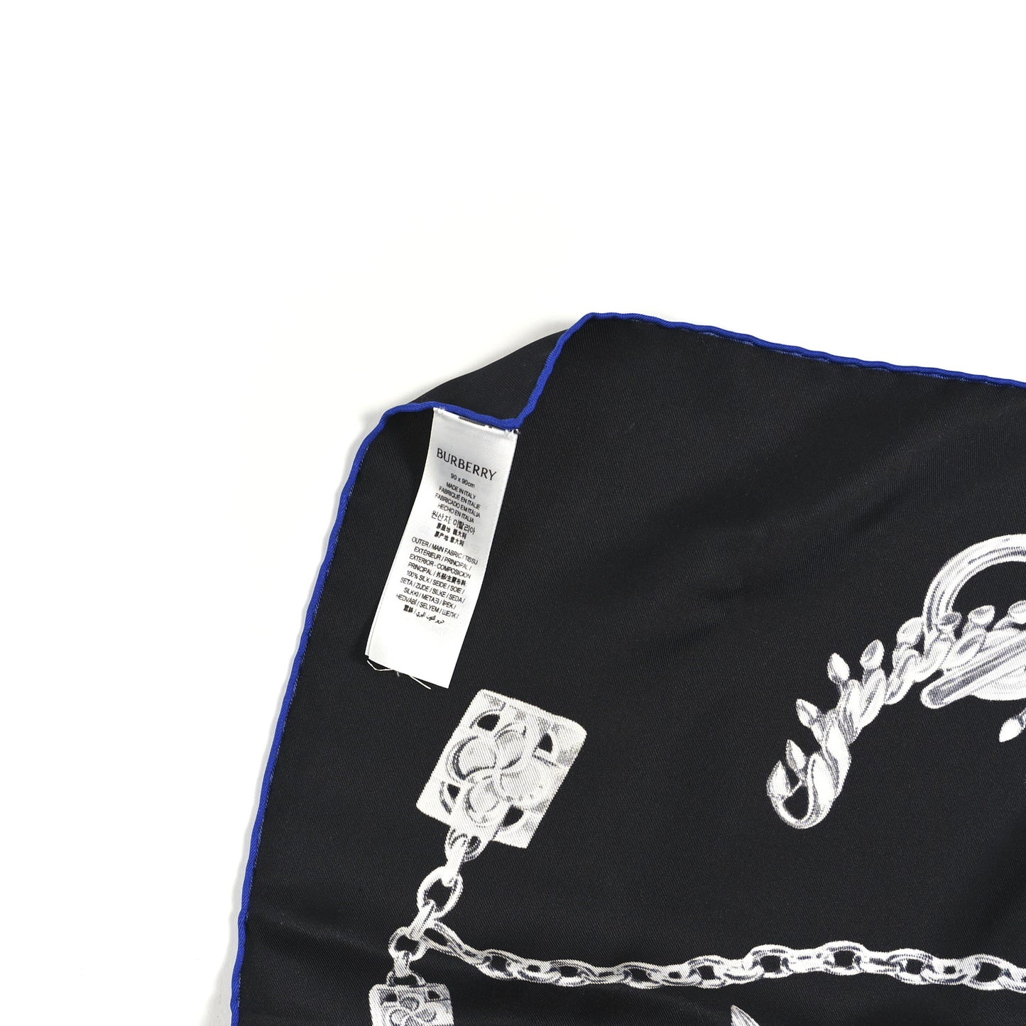 Silk Knight Clip Square Scarf Black Blue