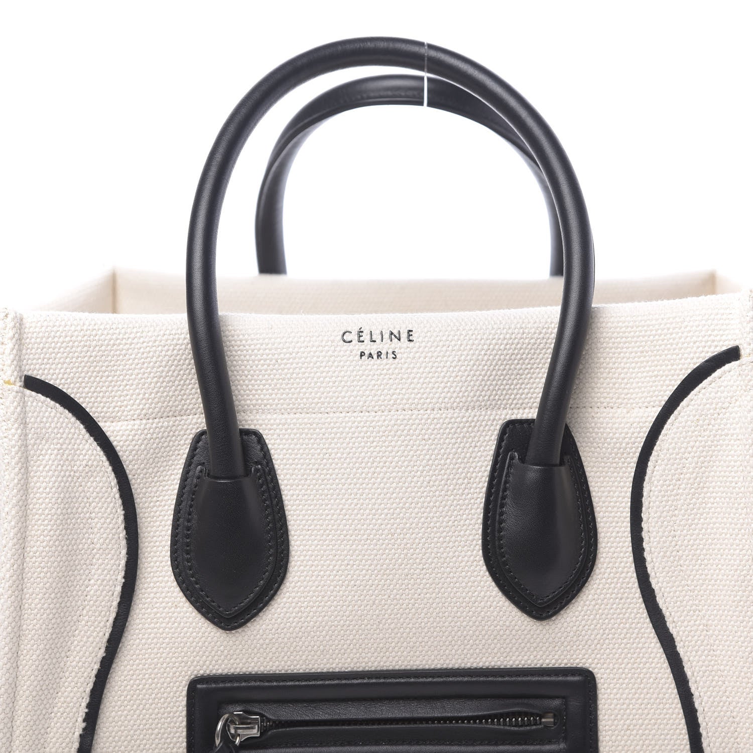 Celine Cotton Canvas Medium Phantom Luggage White Black 8 of 12