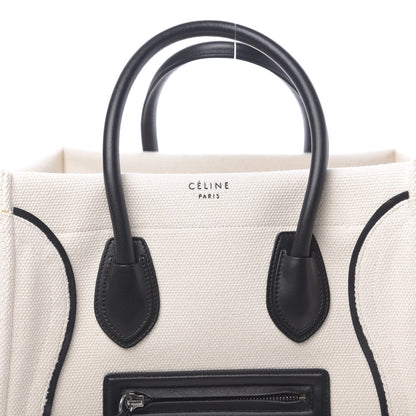 Celine Cotton Canvas Medium Phantom Luggage White Black 8 of 12