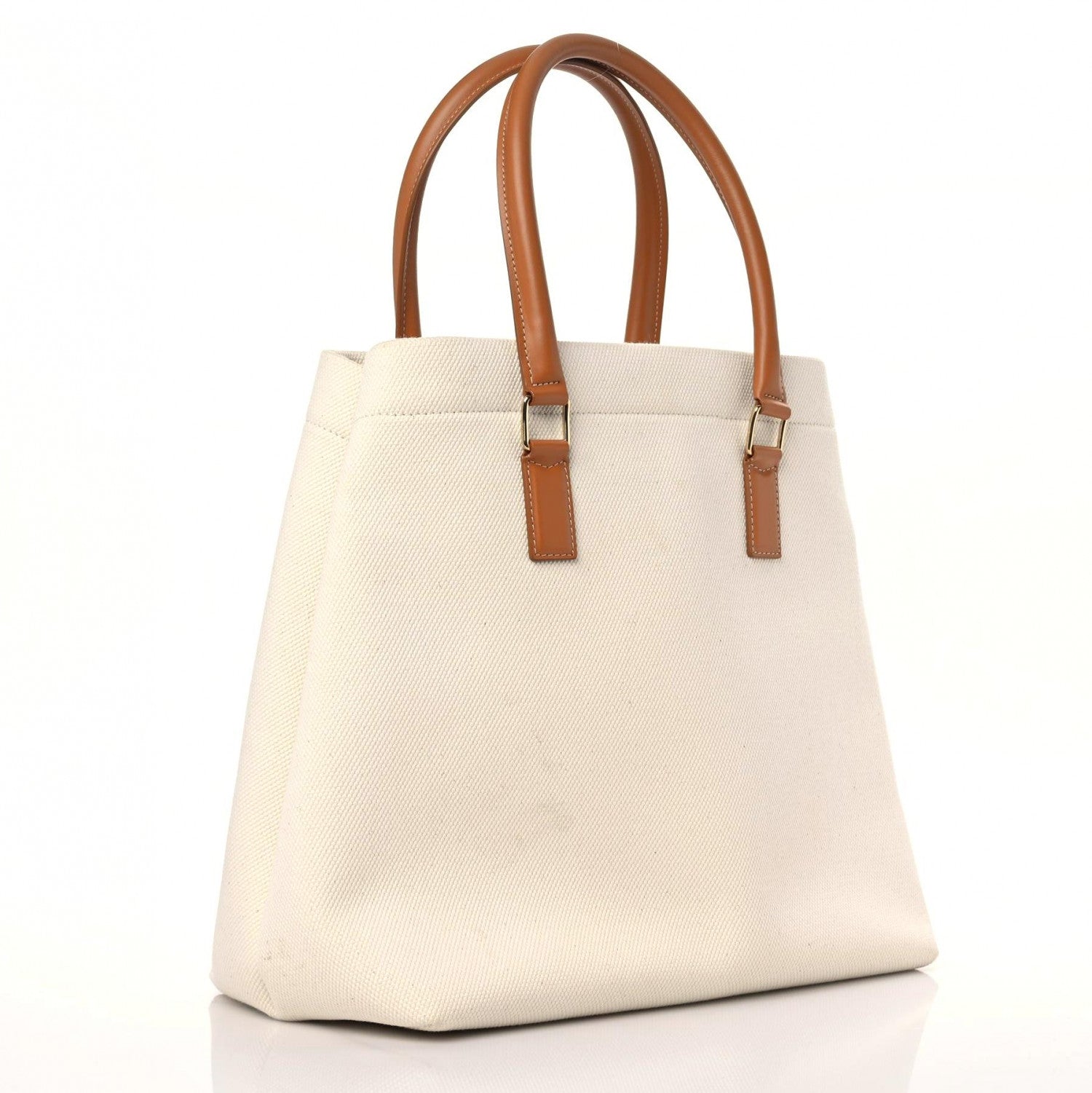 Celine Canvas Calfskin Horizontal Cabas Natural Tan 3 of 14