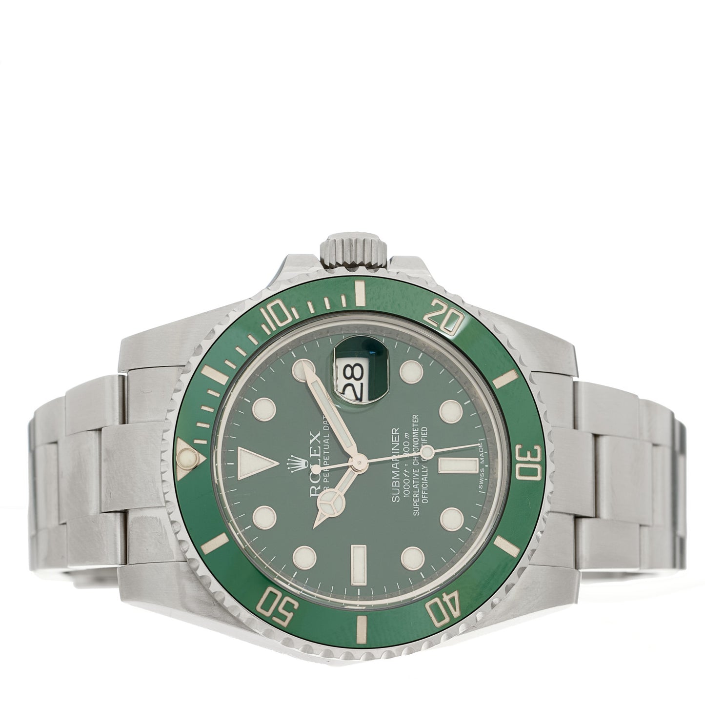 Stainless Steel 40mm Oyster Perpetual Submariner Date Hulk Watch Green 116610LV