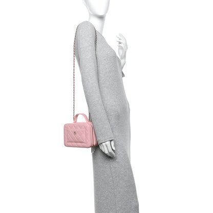 Chanel Caviar Quilted Top Handle Vanity With Chain Light Pink 2 of 10