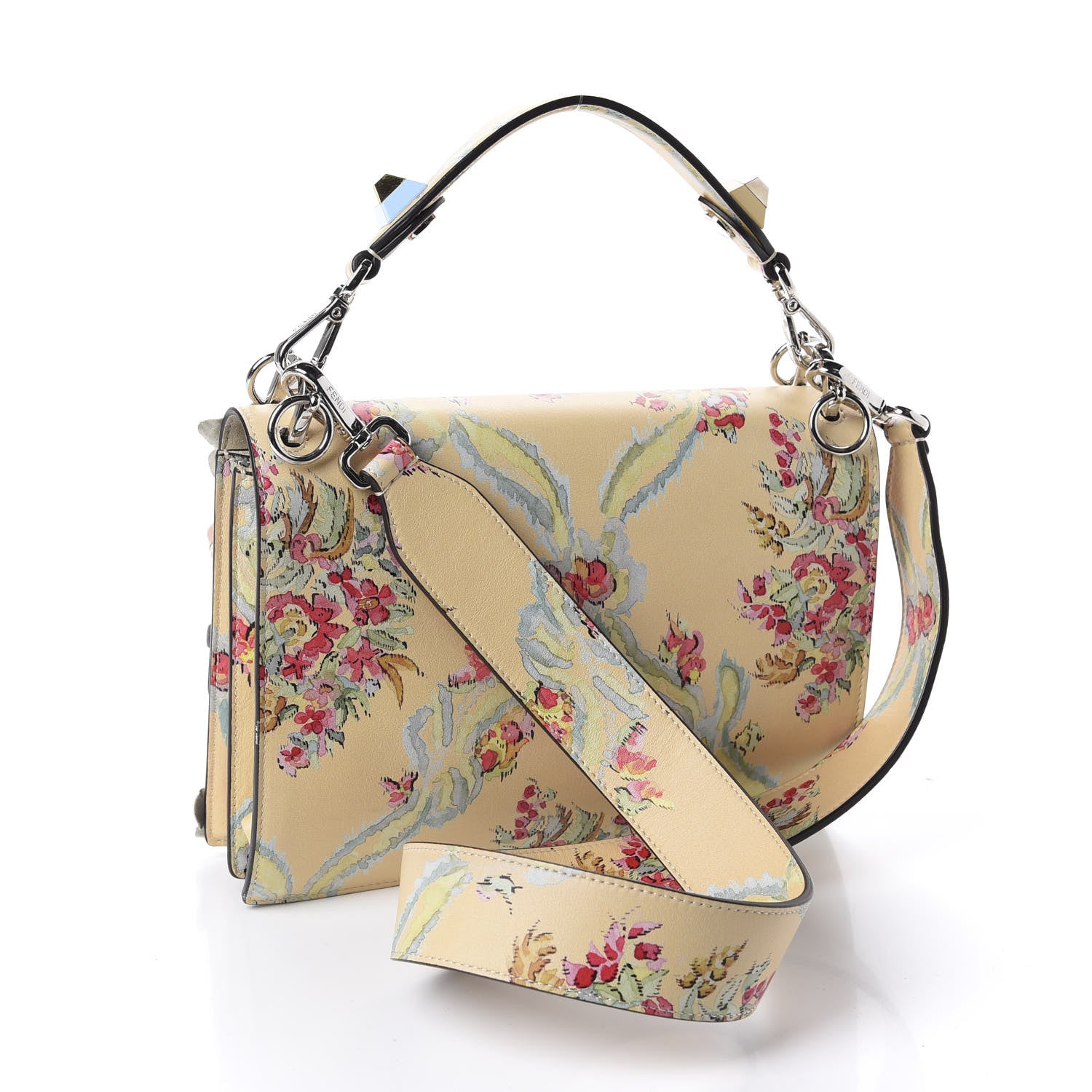 Fendi Vitello Marie Antoinette Print Rosebud Kan I Shoulder Bag Panna Multicolor 2 of 10