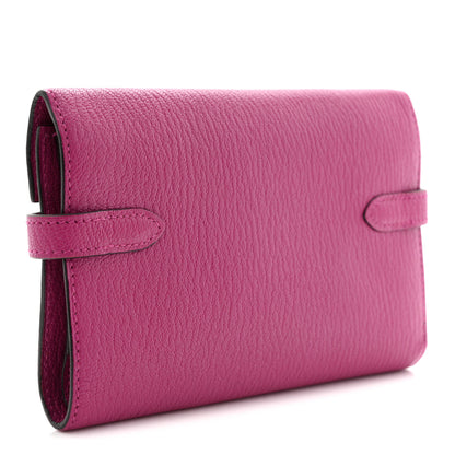 Hermes Chevre Mysore Medium Kelly Wallet Fuchsia 3 of 8