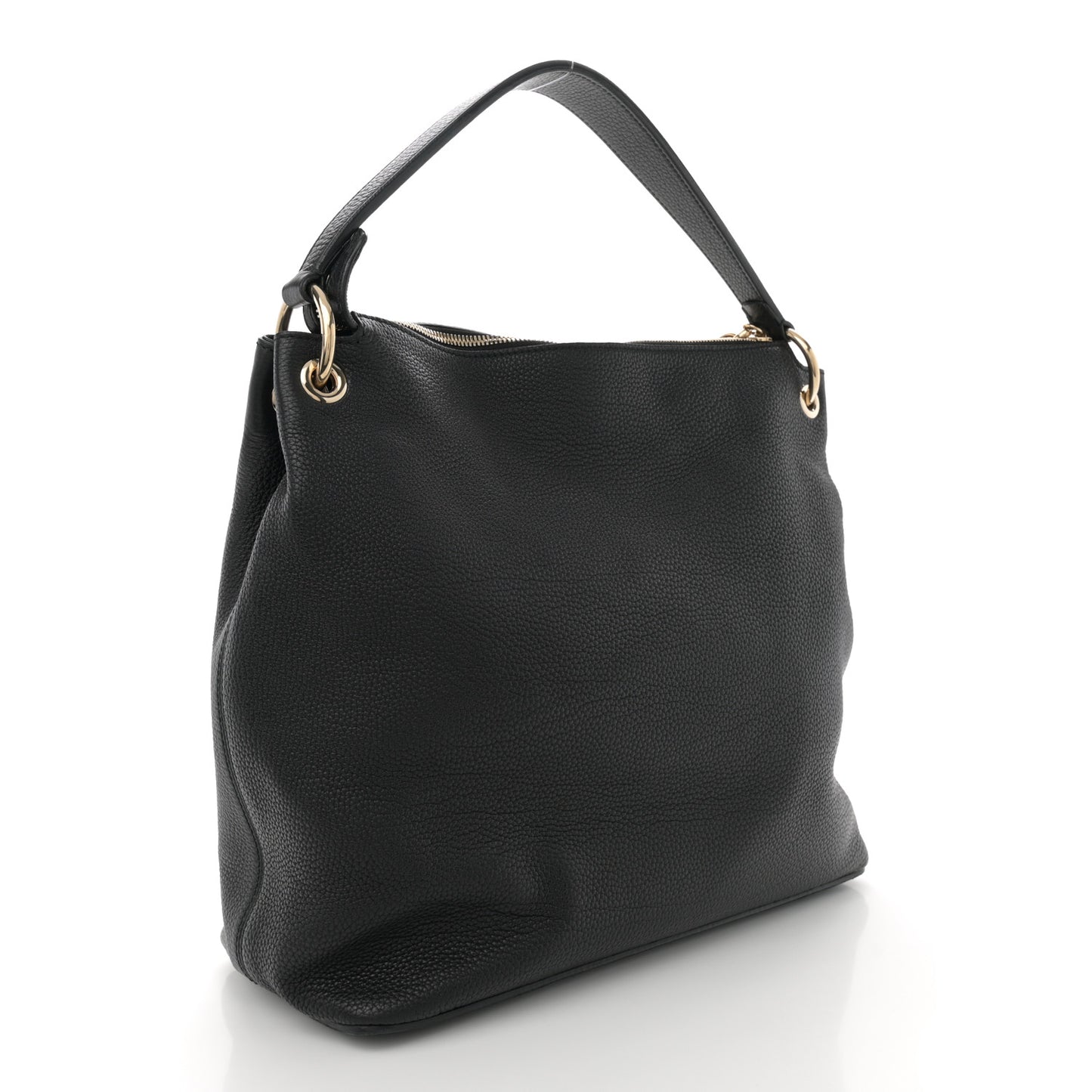 Pebbled Calfskin Large Soho Hobo Black