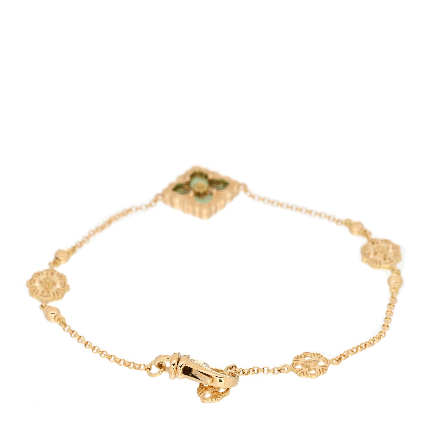 Buccellati 18K Yellow Gold Enamel Opera Tulle Bracelet Green 2 of 7