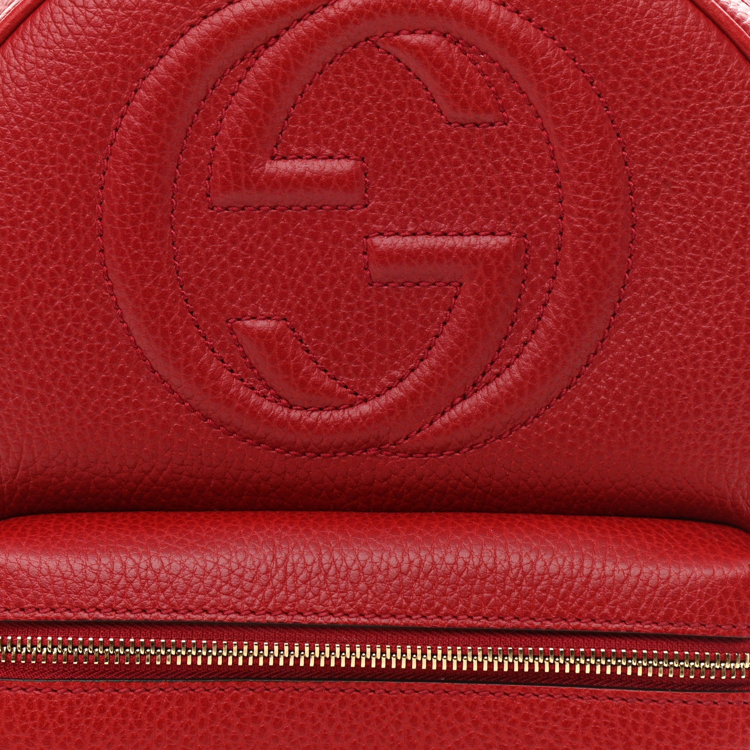 Gucci Pebbled Calfskin Soho Chain Backpack Hibiscus Red 9 of 9