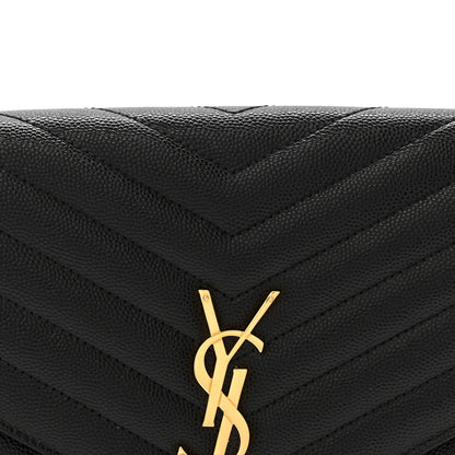 Saint Laurent Grain De Poudre Matelasse Chevron Monogram Envelope Clutch Black 8 of 12