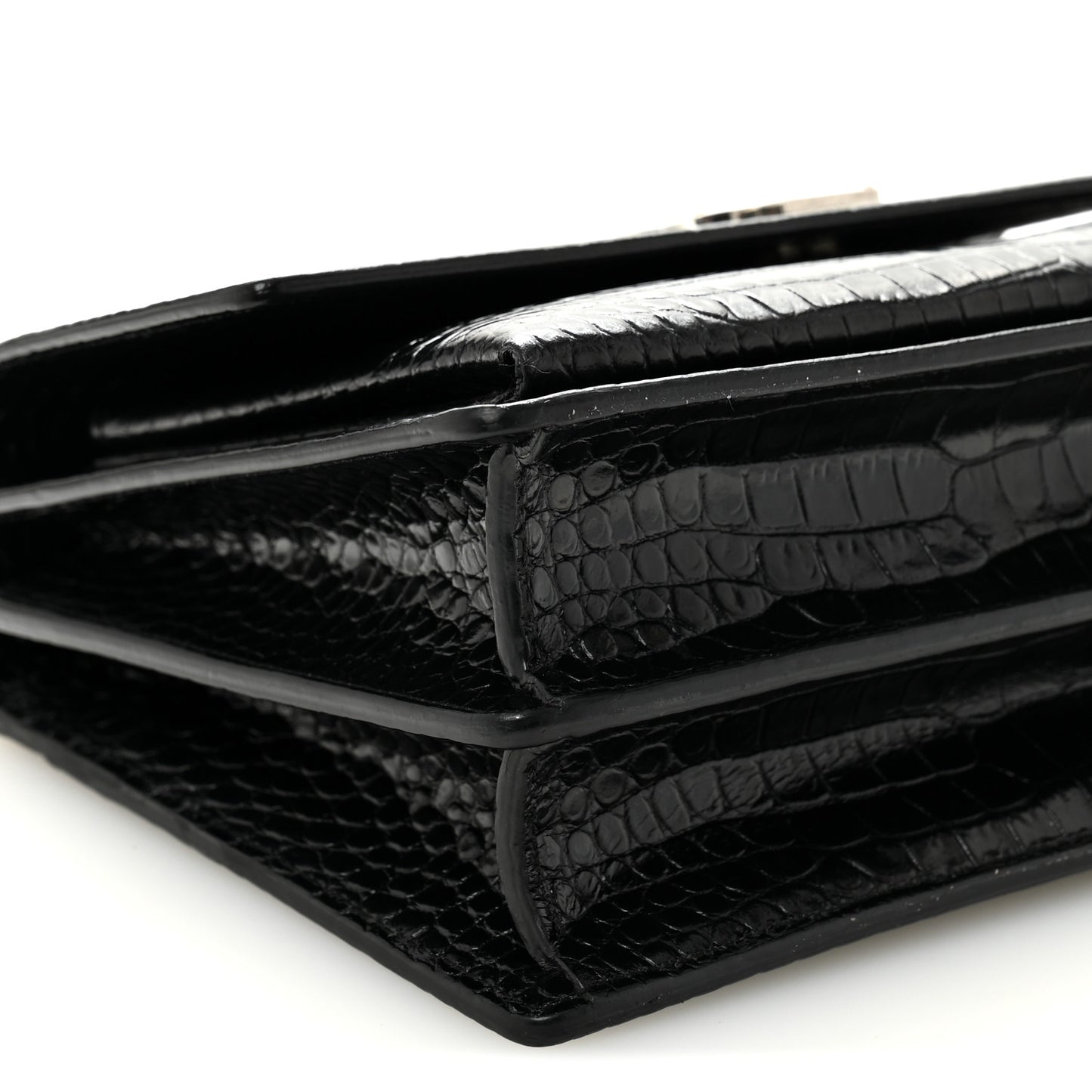 Calfskin Crocodile Embossed Medium Monogram Sunset Black