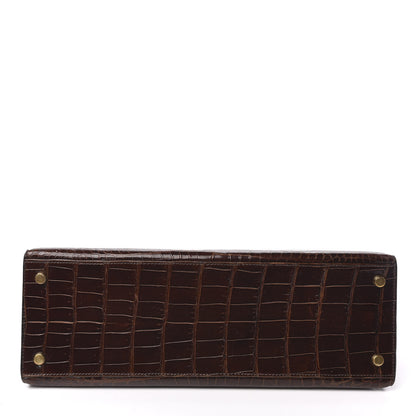 Hermes Shiny Niloticus Crocodile Kelly Sellier 32 Havane 5 of 30
