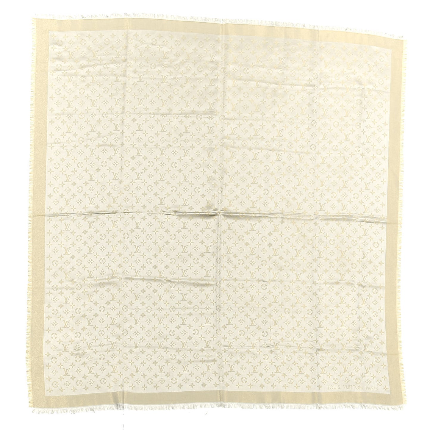 Silk Lurex Wool Monogram Shine Shawl Beige