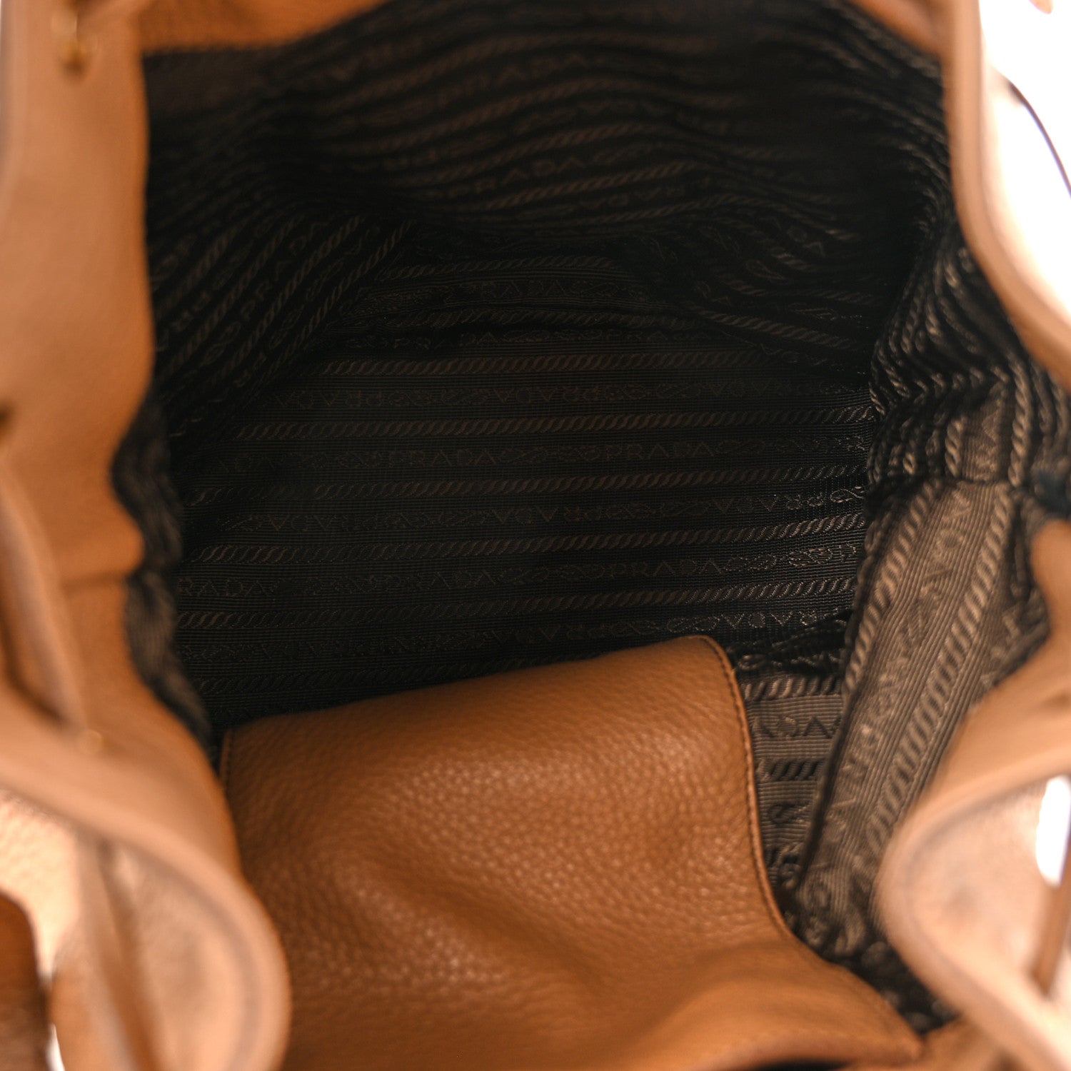 Prada Vitello Daino Drawstring Bucket Beige 5 of 9