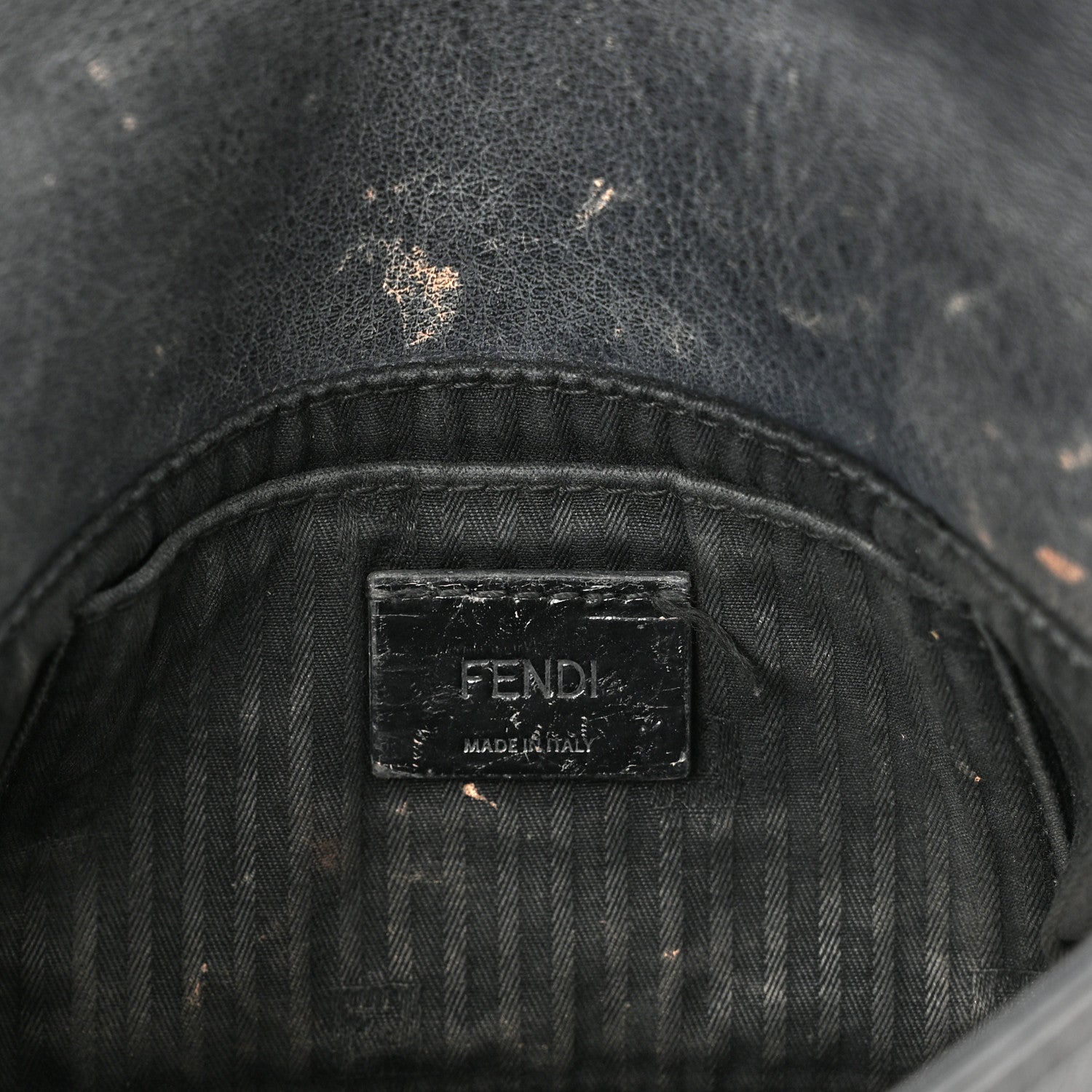 Fendi Vitello Flamingo Enamel Fendista Pouchette Crossbody Black 4 of 12