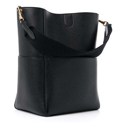 Celine Soft Grained Calfskin Sangle Bucket Bag Black 3 of 13