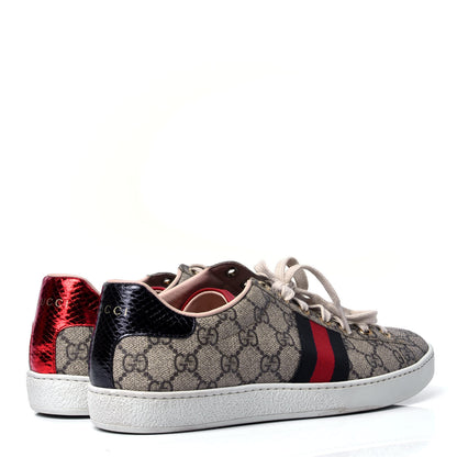 Gucci GG Supreme Monogram Ayers Web Womens Ace Sneakers 40 Beige 1 of 6