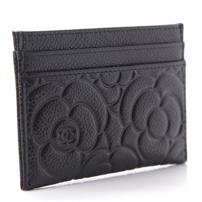 Chanel Caviar Camellia Embossed Card Holder Black 3 of 9