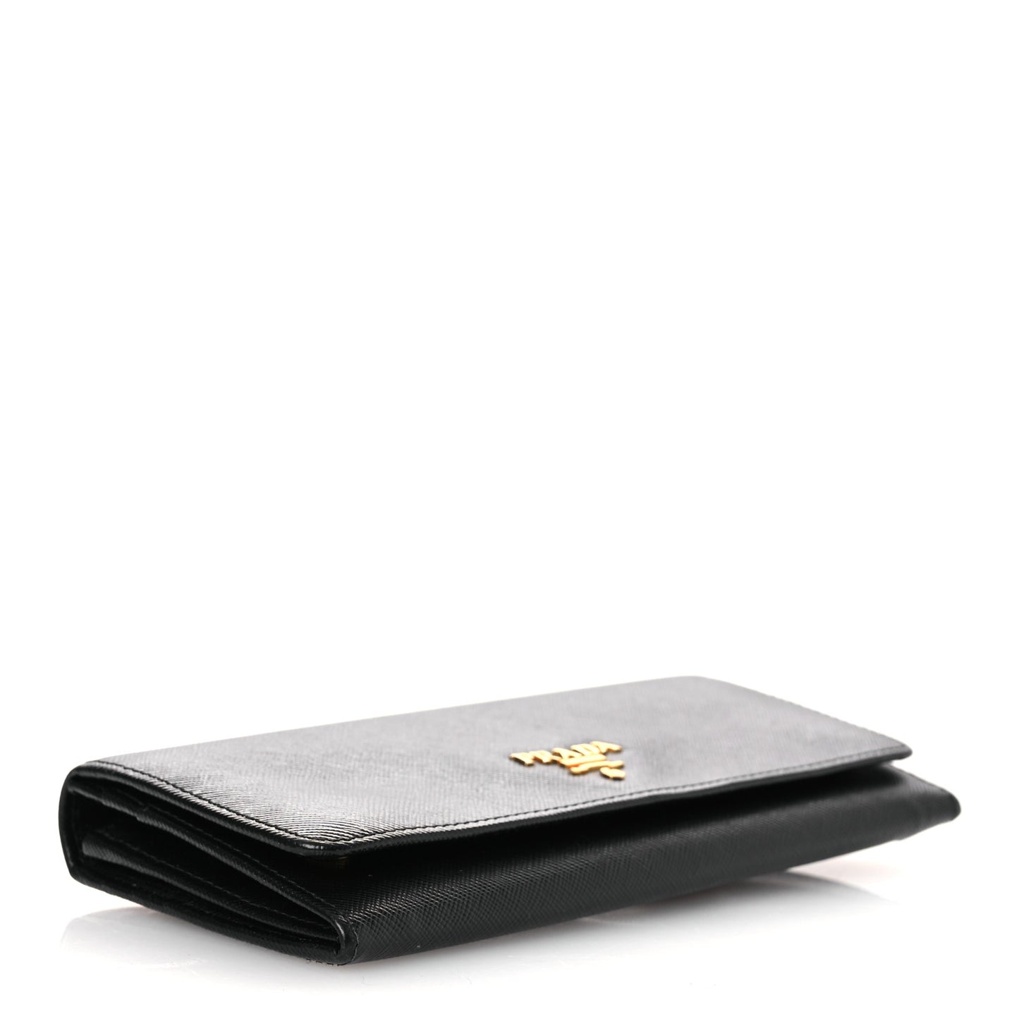 Saffiano Metal Continental Flap Travel Wallet Black