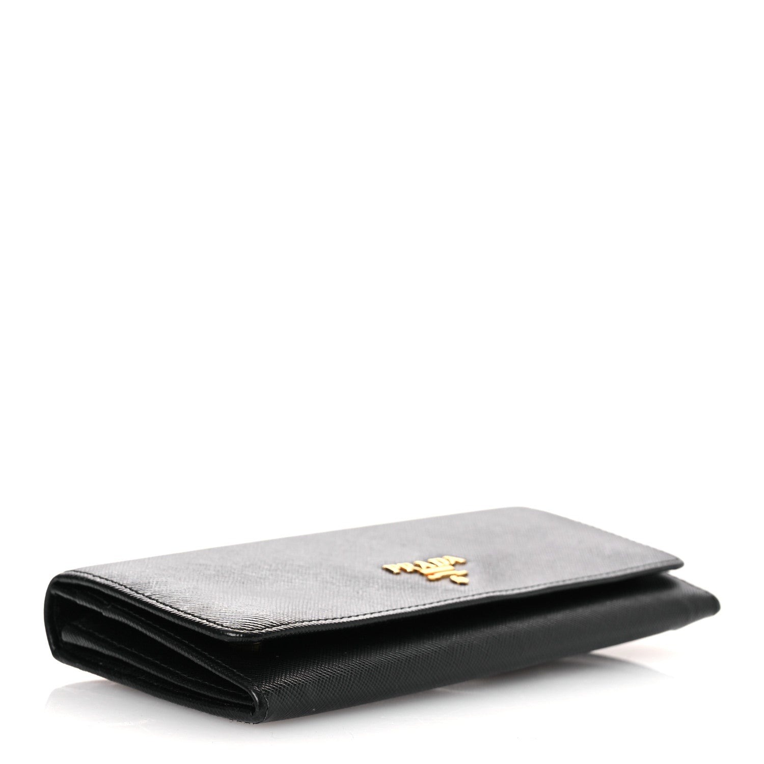 Prada Saffiano Metal Continental Flap Travel Wallet Black 4 of 10