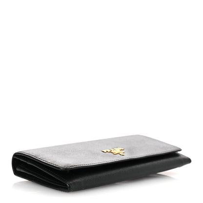 Prada Saffiano Metal Continental Flap Travel Wallet Black 4 of 10