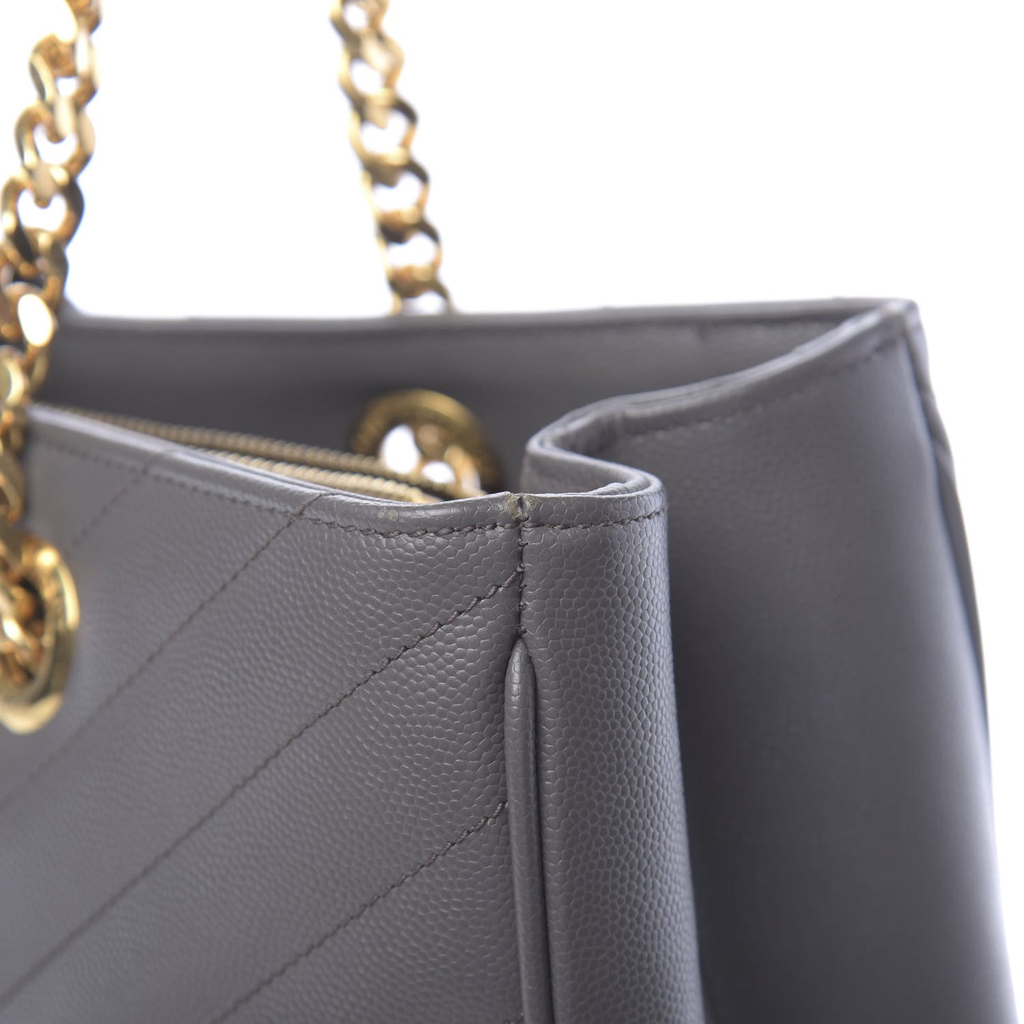 Grain De Poudre Matelasse Chevron Monogram Shopping Bag Fog
