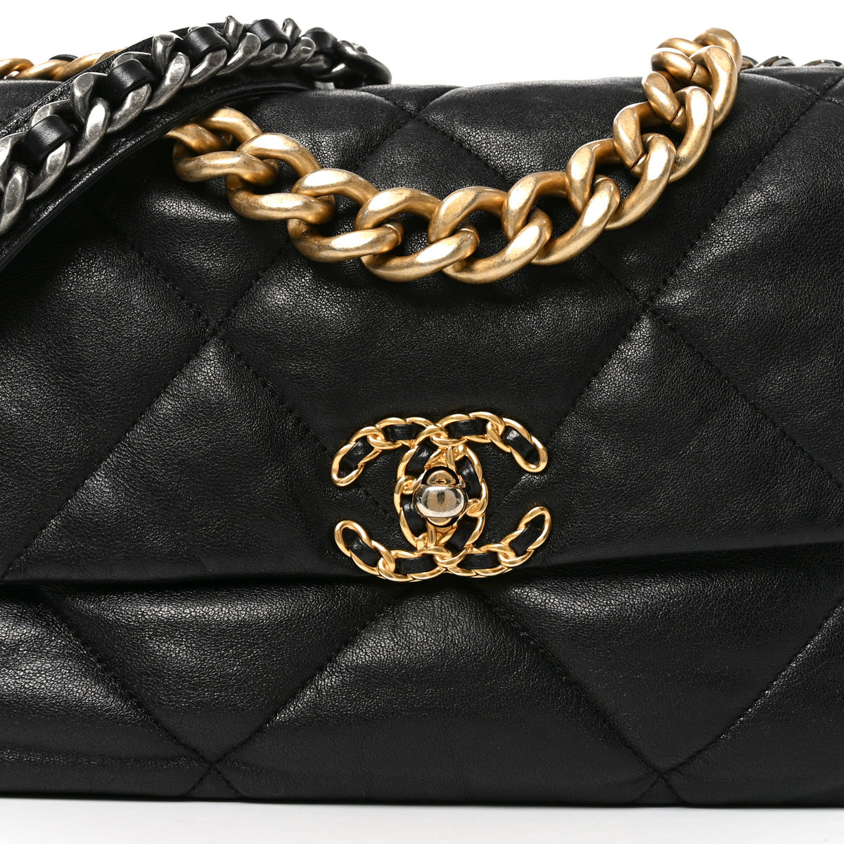 Chanel Goatskin Quilted Large Chanel 19 Flap Black 8 of 10