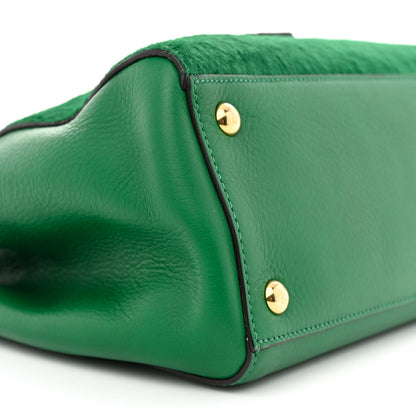 Fendi Calfskin Calf Hair Crocodile Embossed Petite 2Jours Tote Emerald 8 of 9