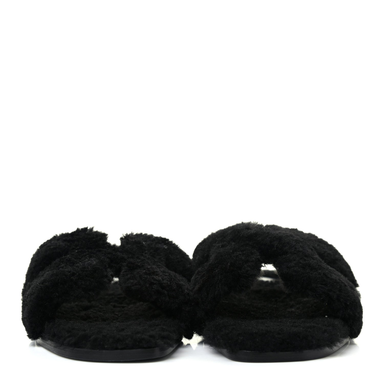 Hermes Woolskin Oran Sandals 39 Black 2 of 9