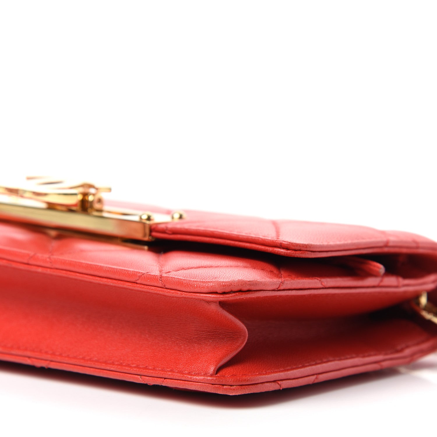 Chanel Lambskin Quilted Golden Class Wallet on Chain WOC Red 9 of 10