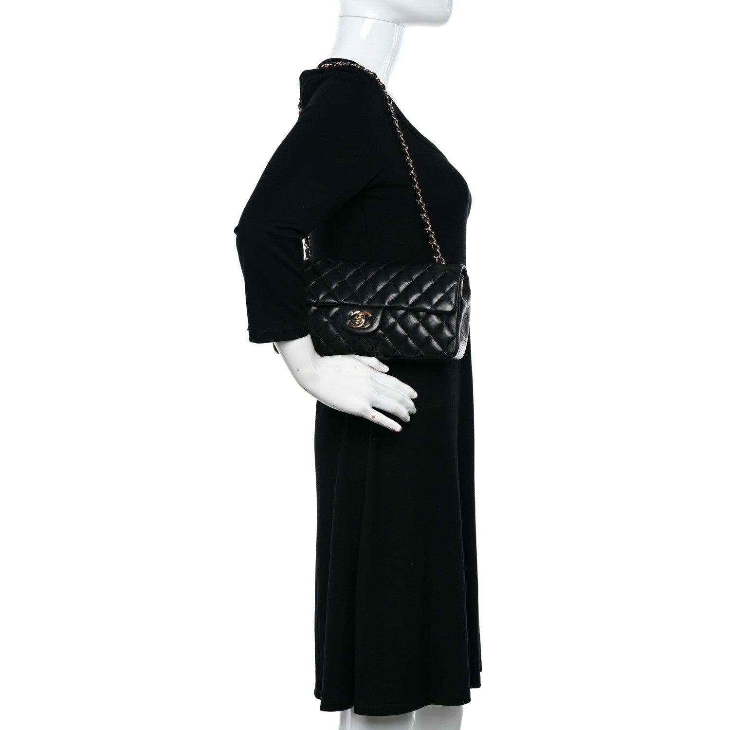 Chanel Lambskin Quilted East West Flap Black 2 of 12