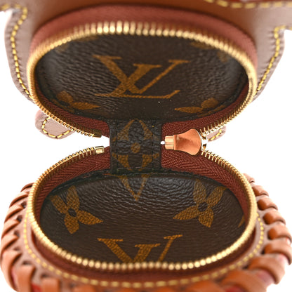 Louis Vuitton Raffia Calfskin Monogram LV Turtle Pouch Bag Charm Brown 3 of 6