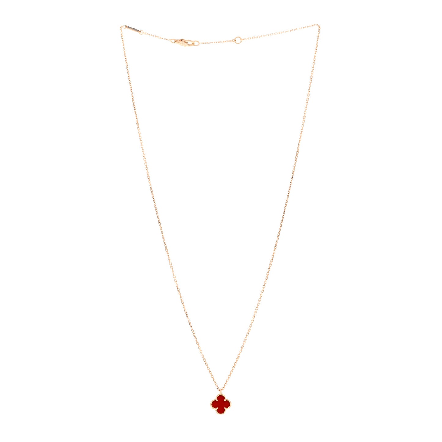 18K Rose Gold Carnelian Sweet Alhambra Pendant Necklace