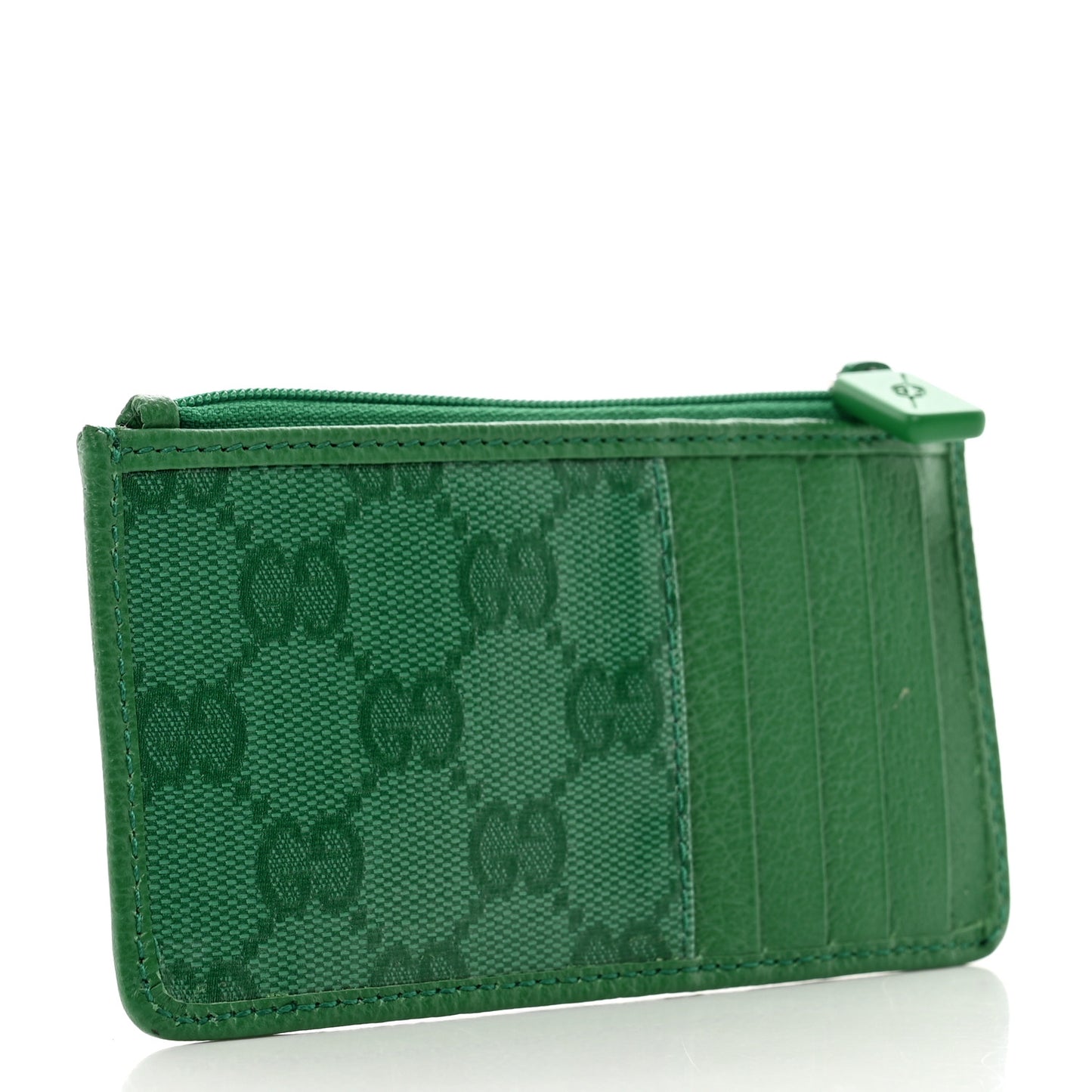GG Supreme Monogram Calfskin GG Coin Case Card Holder Green