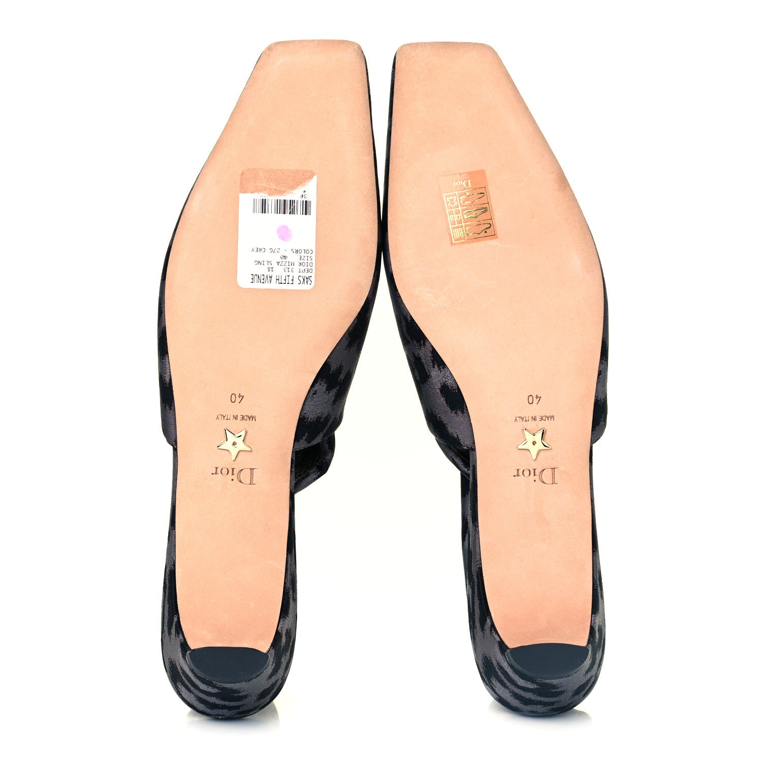 Christian Dior Nylon Leopard Print Mizza Slingback Pumps 40 Grey Multicolor 5 of 7