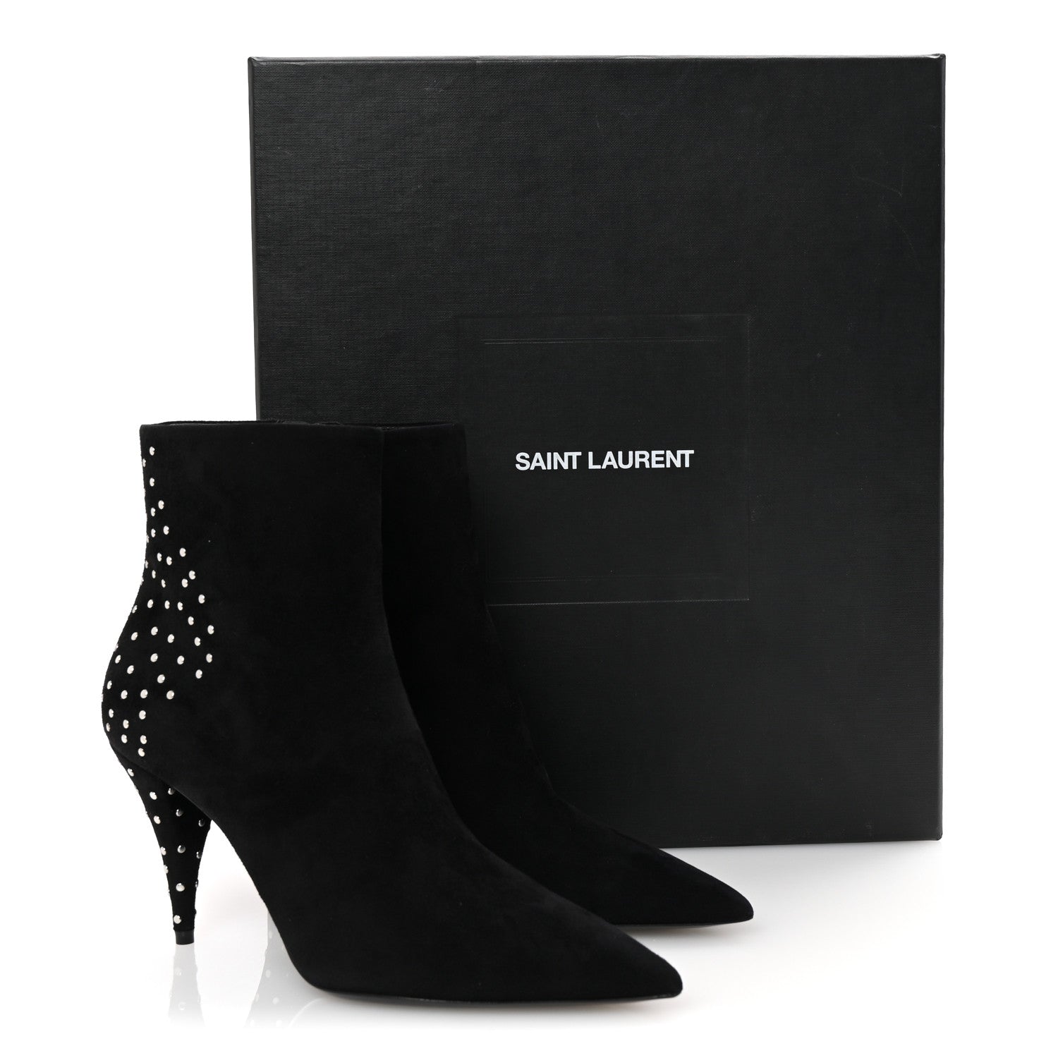 Saint Laurent Suede Studded Kiki 85 Zip Boot 37 Black 1739140