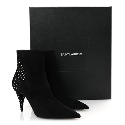 Saint Laurent Suede Studded Kiki 85 Zip Boot 37 Black 10 of 10