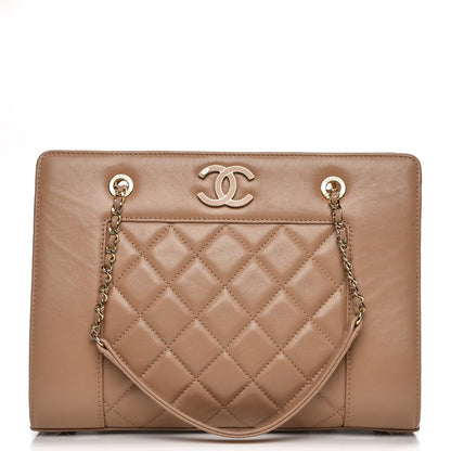 Chanel Sheepskin Quilted Mademoiselle Vintage Shopping Tote Beige 1 of 7