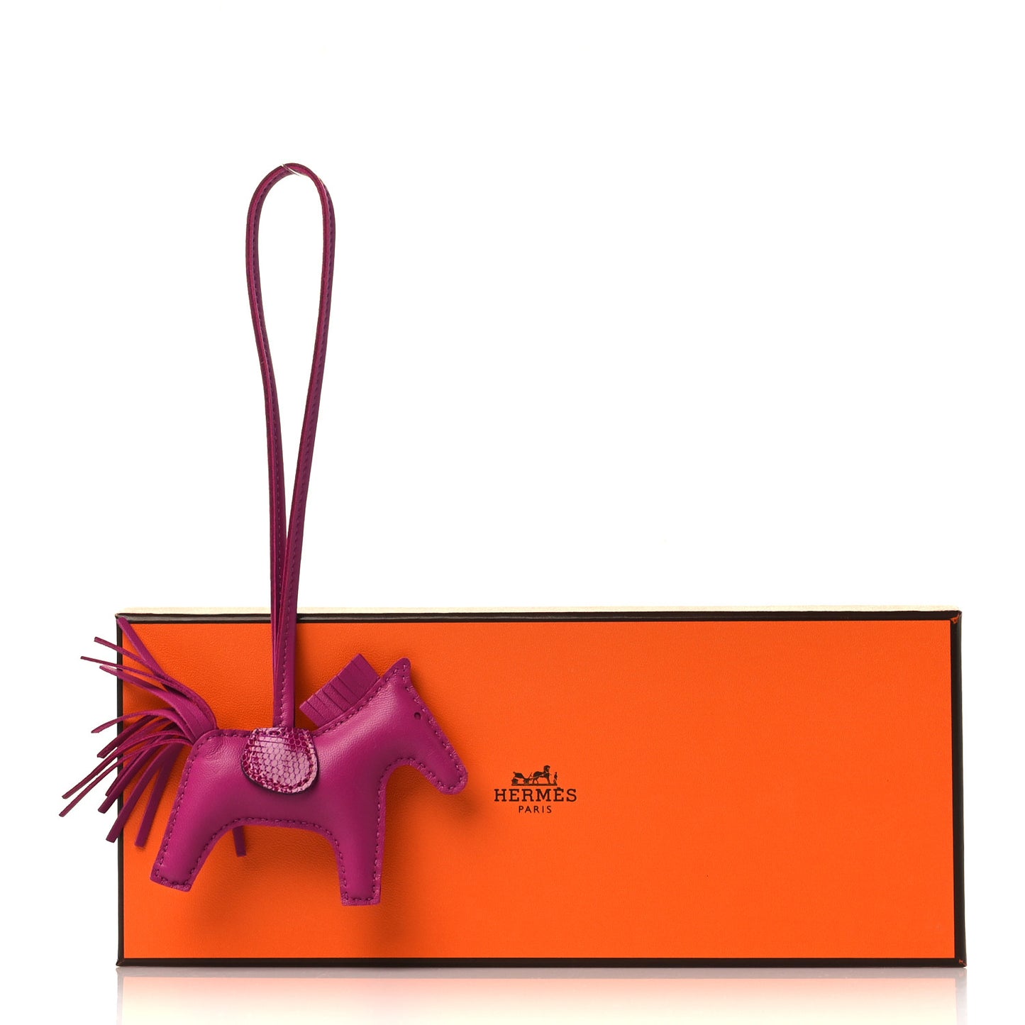Milo Lambskin Lizard Touch Grigri Rodeo Horse Bag Charm PM Rose Pourpre