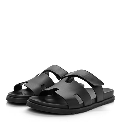 Hermes Calfskin Mens Chypre Sandals 43 Black 3 of 9