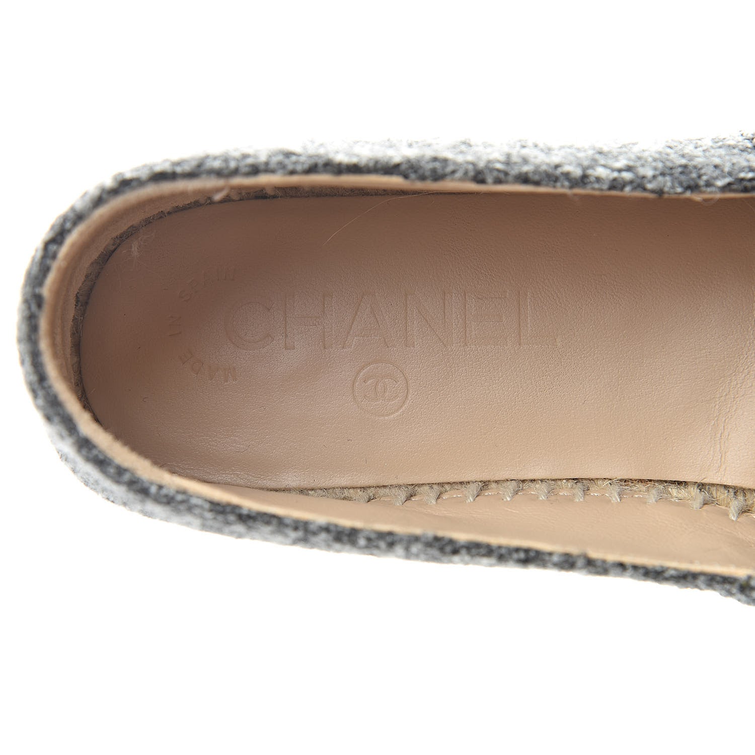 Chanel Tweed Velvet CC Espadrilles 37 Grey Black 9 of 10