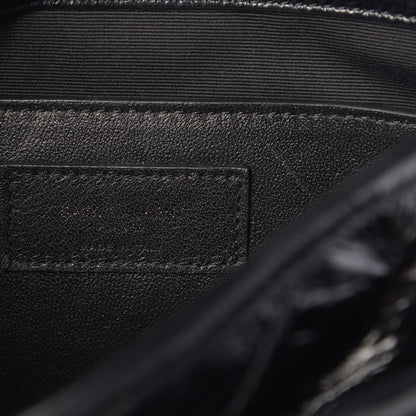 Saint Laurent Crinkled Calfskin Matelasse Monogram Baby Niki Chain Satchel Black 6 of 10