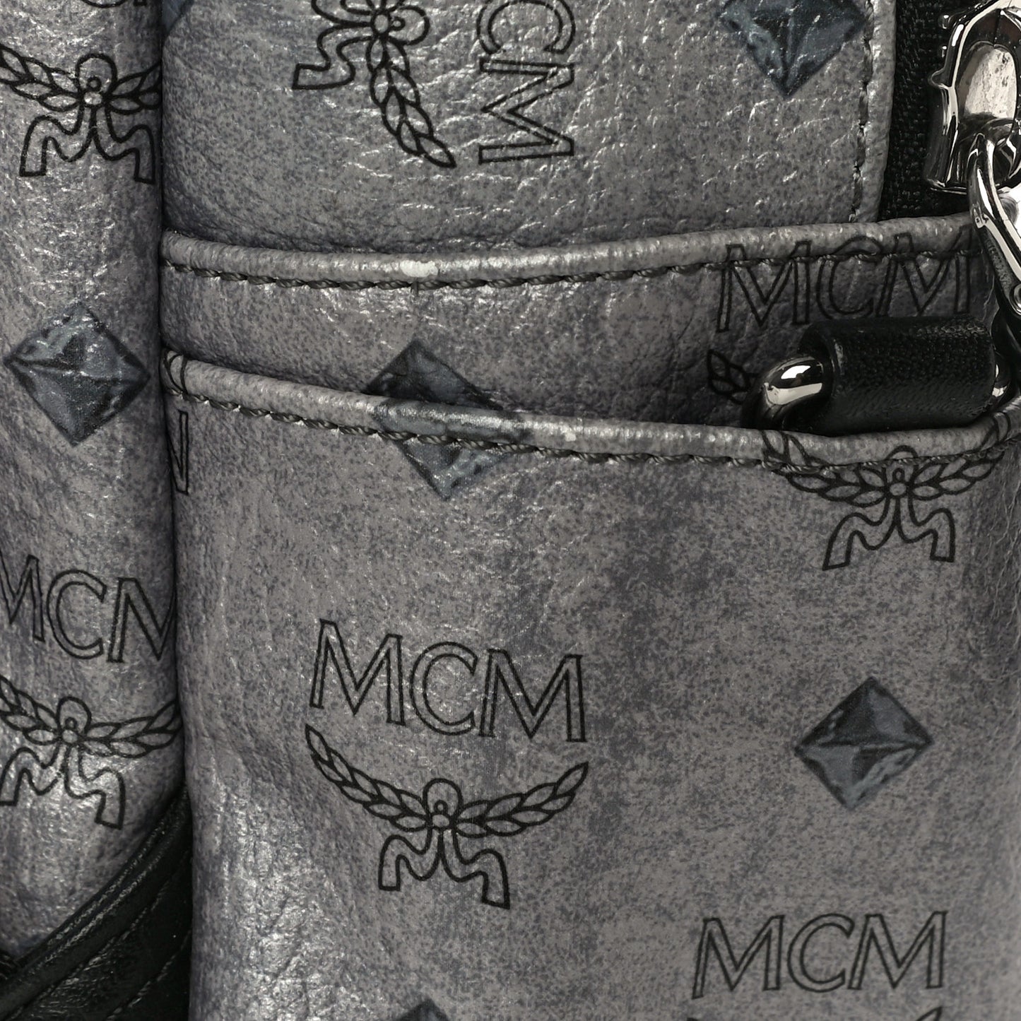 Metallic Visetos Studded Small Dual Stark Backpack Silver