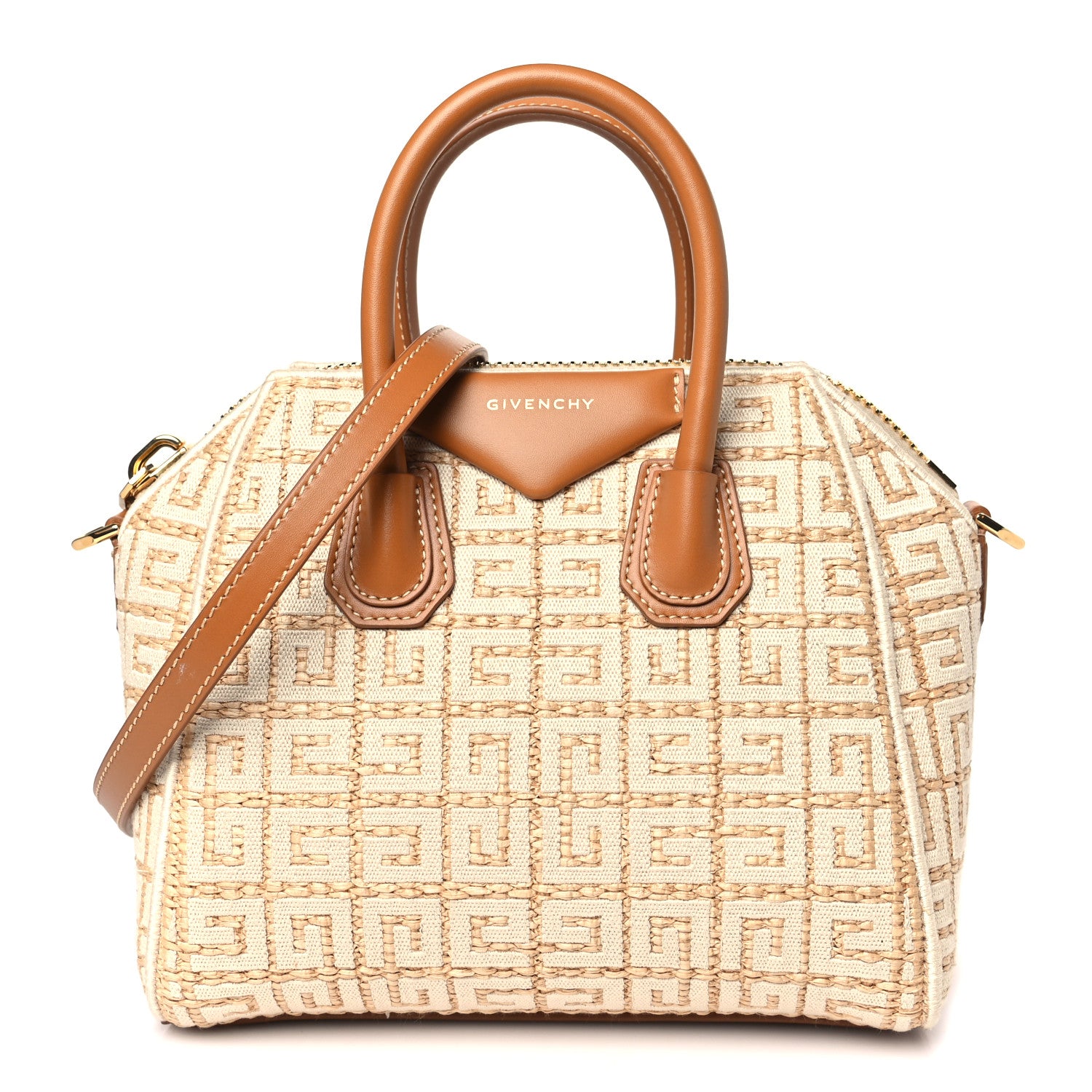 Givenchy Raffia Jacquard Fabric 4G Mini Antigona Beige 1 of 8
