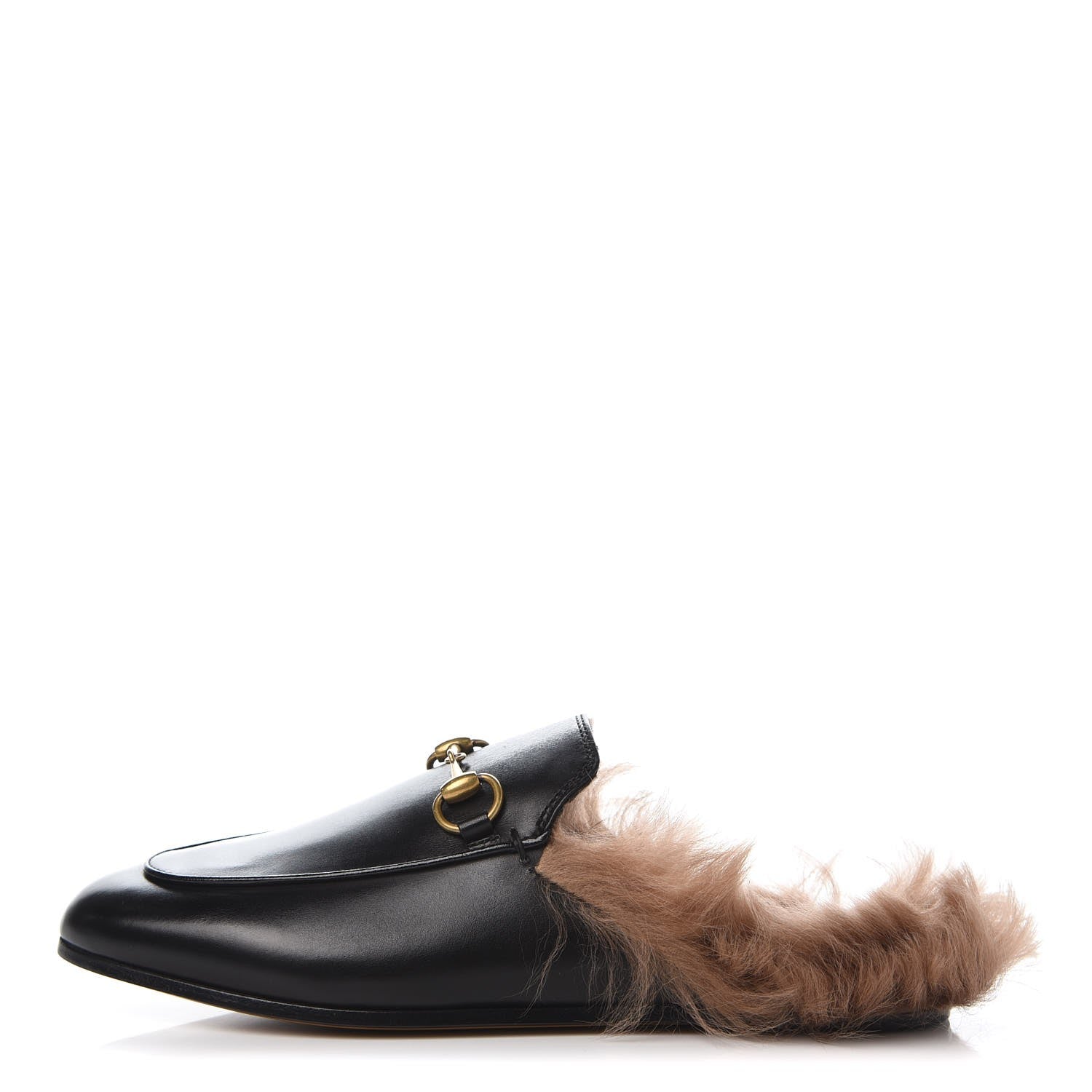 Gucci Calfskin Fur Womens Princetown Slippers 35 Black 1 of 7