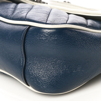 Gucci Vintage Effect Calfskin Matelasse Diagonal Small Torchon GG Marmont Shoulder Bag Blue Agata Mystic White 10 of 21