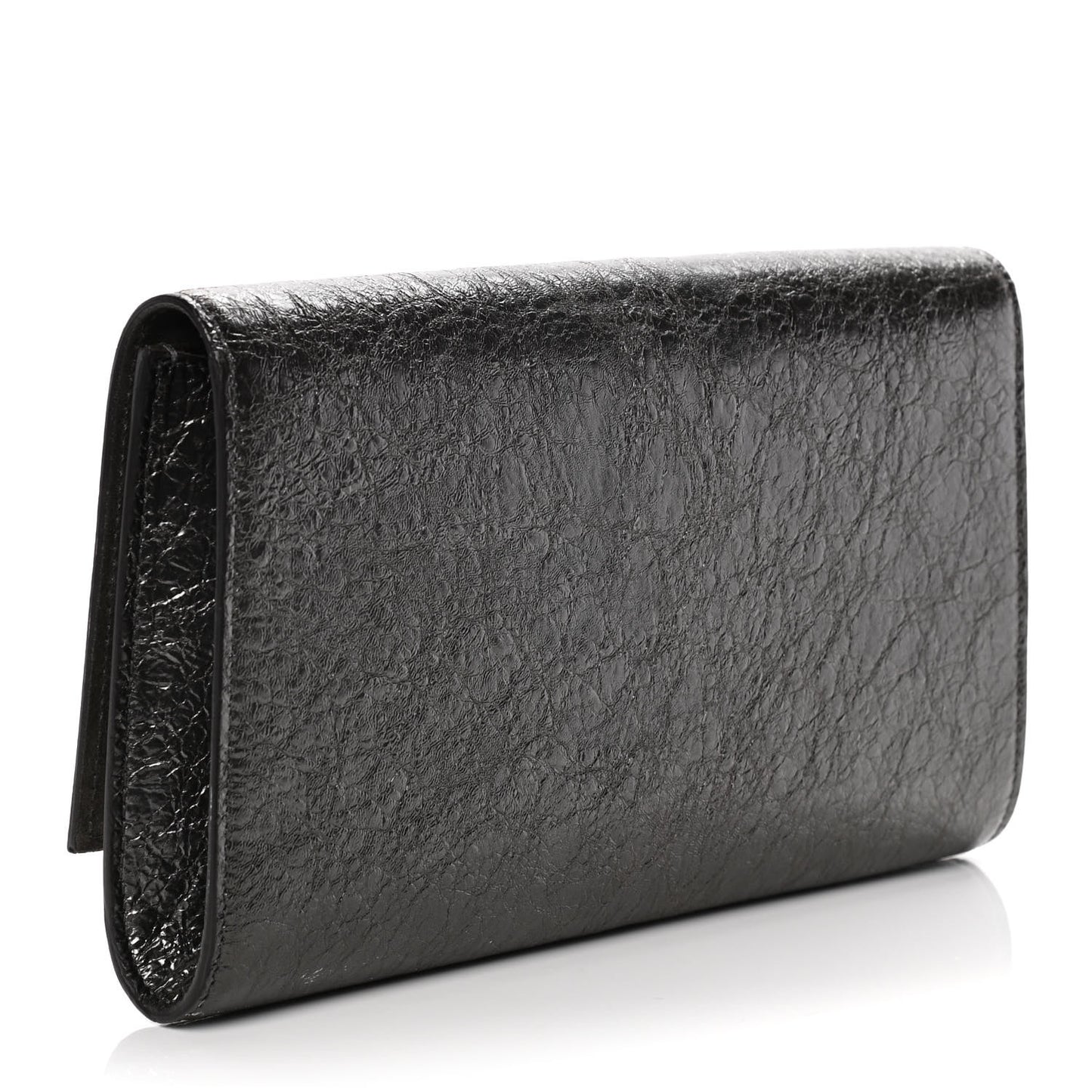 Metallic Textured Calfskin Large Belle De Jour Clutch Dark Silver