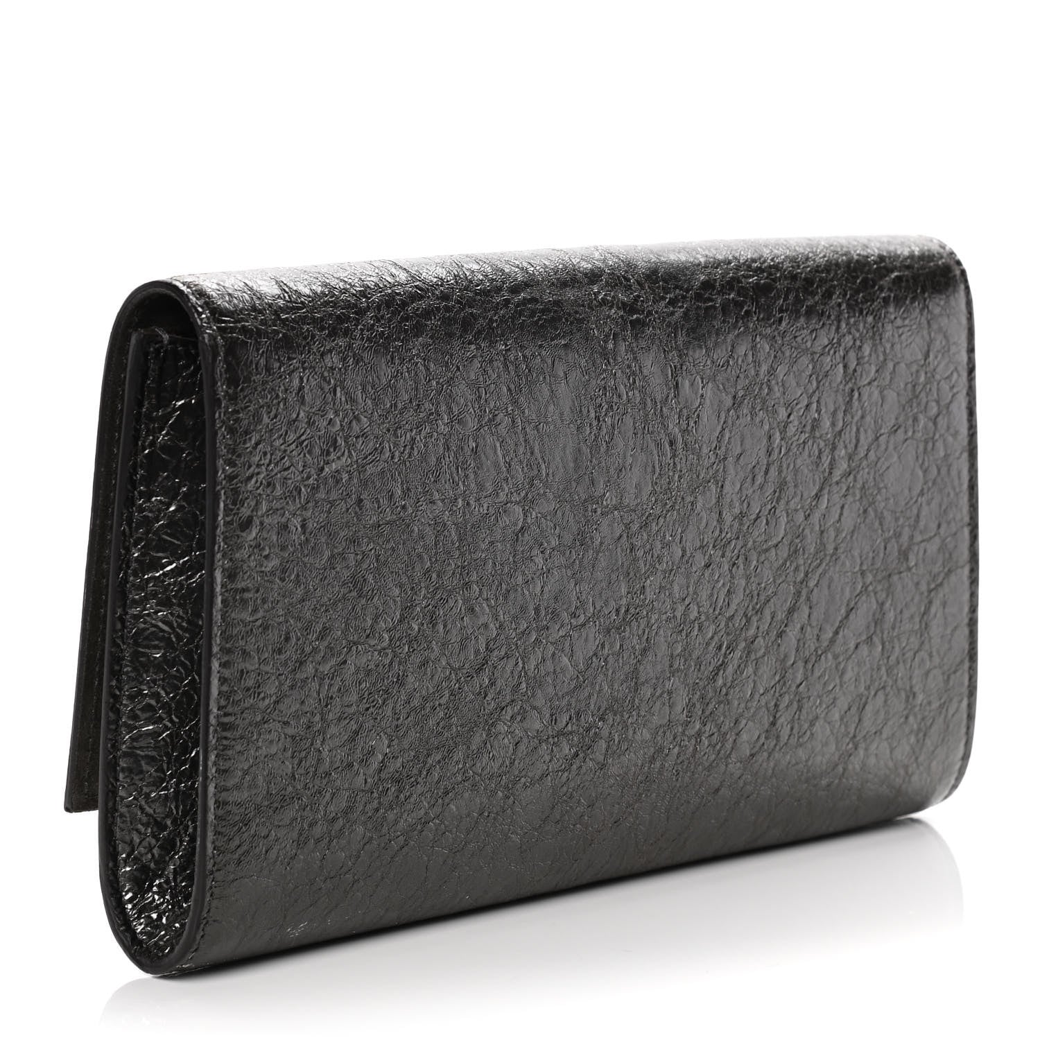 Saint Laurent Metallic Textured Calfskin Large Belle De Jour Clutch Dark Silver 3 of 12