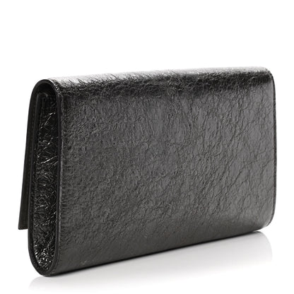 Saint Laurent Metallic Textured Calfskin Large Belle De Jour Clutch Dark Silver 3 of 12
