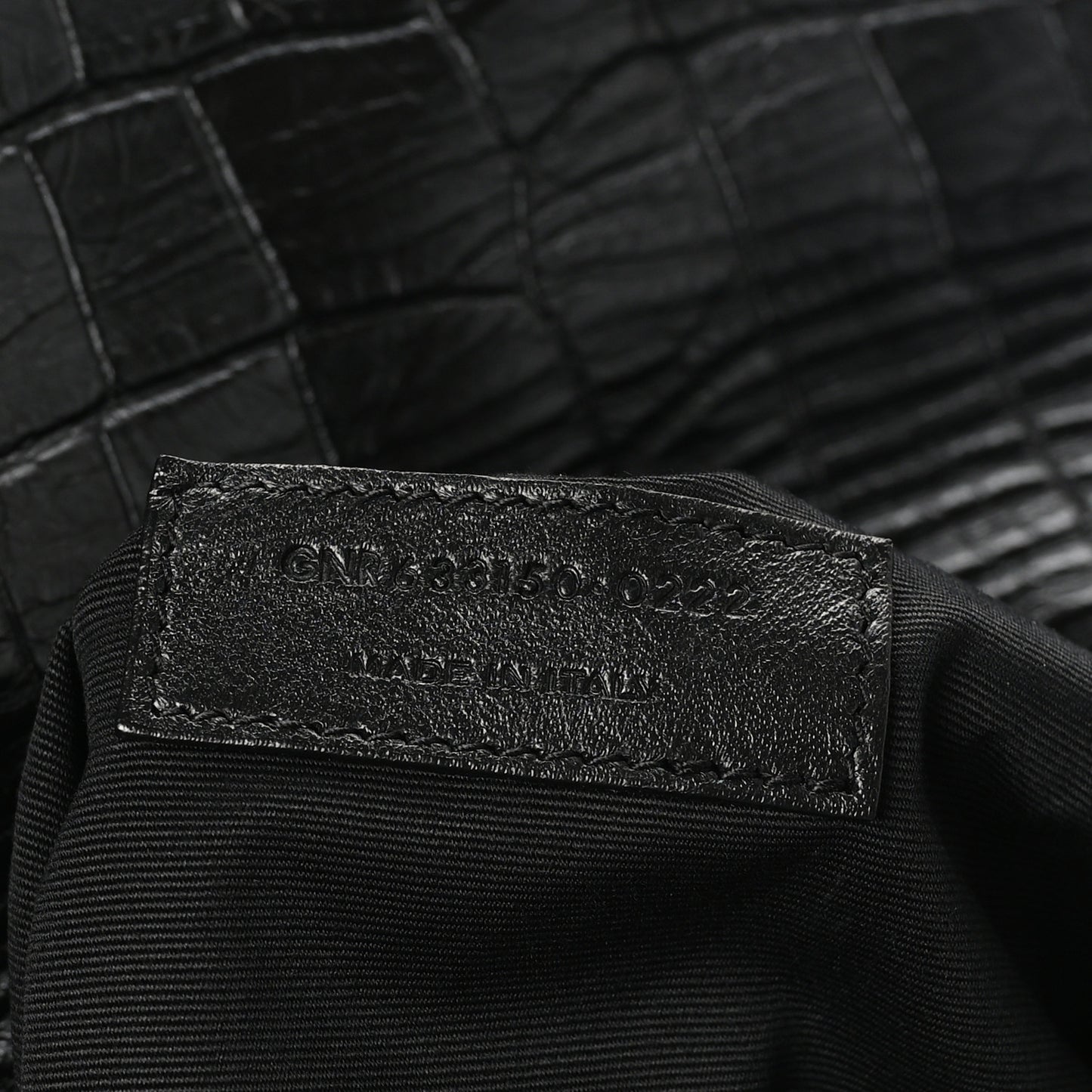 Crocodile Embossed Lambskin Monogram Medium Niki Chain Satchel Black