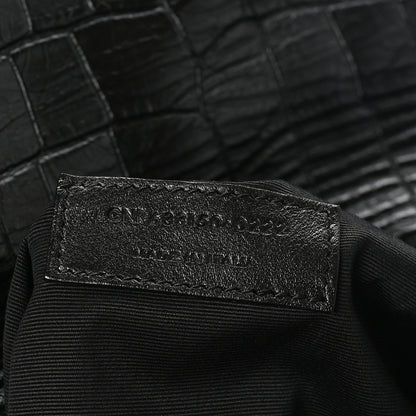 Saint Laurent Crocodile Embossed Lambskin Monogram Medium Niki Chain Satchel Black 7 of 10