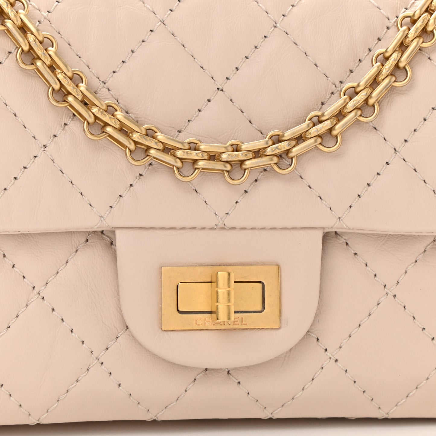 Aged Calfskin Quilted 2.55 Reissue Mini Flap Light Beige
